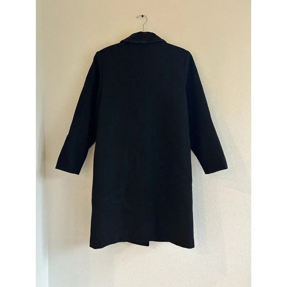 Vintage David Benjamin Collection 100% Wool Peacoat Trench Mob Wife Black 10 - Picture 2 of 8